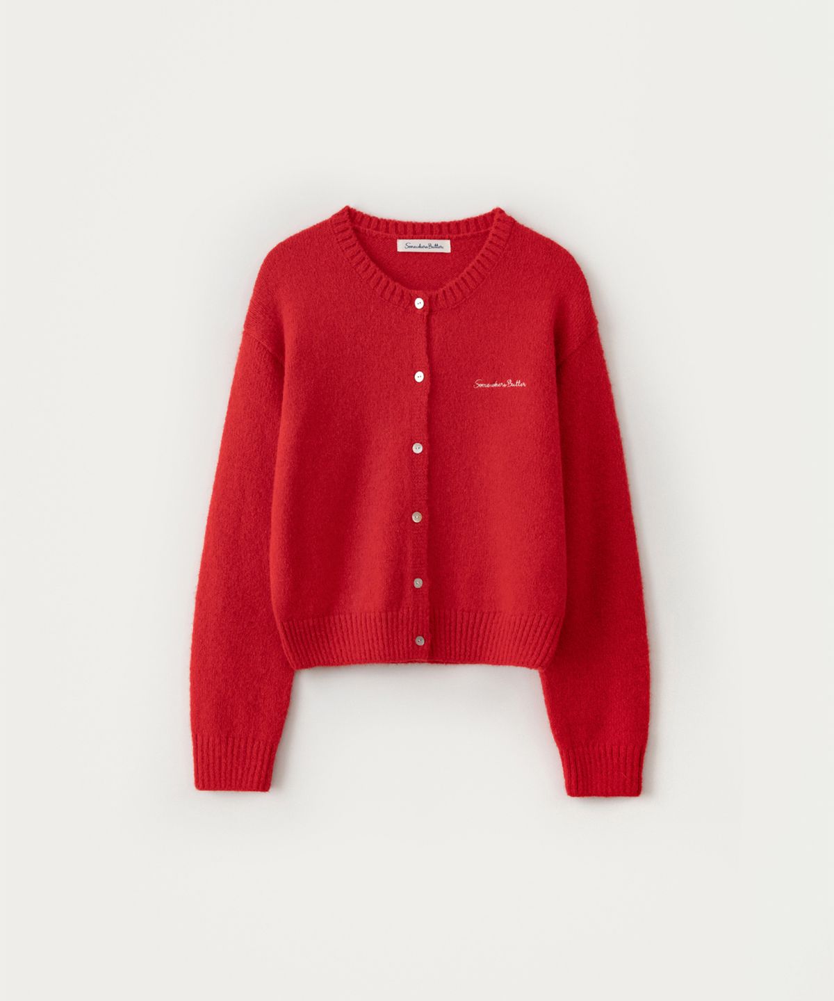 썸웨어버터(SOMEWHEREBUTTER) Manon Alpaca Cardigan - Red