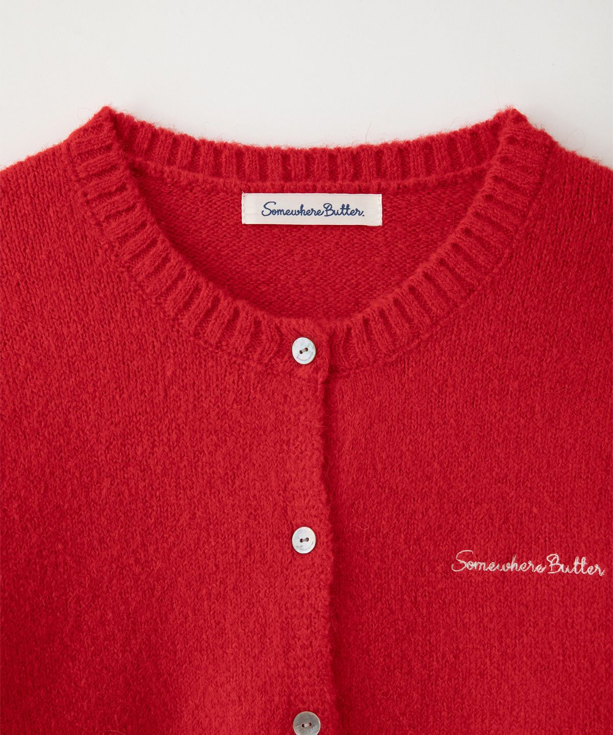 썸웨어버터(SOMEWHEREBUTTER) Manon Alpaca Cardigan - Red