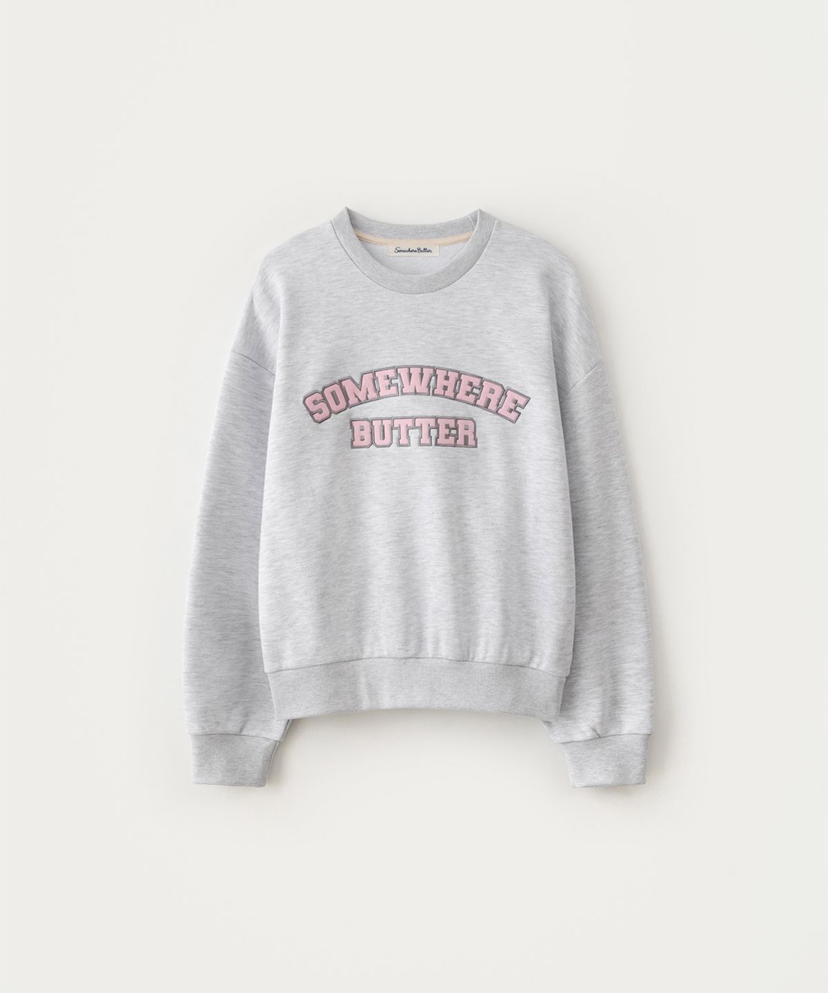 썸웨어버터(SOMEWHEREBUTTER) Square Logo Sweatshirt - White Melange