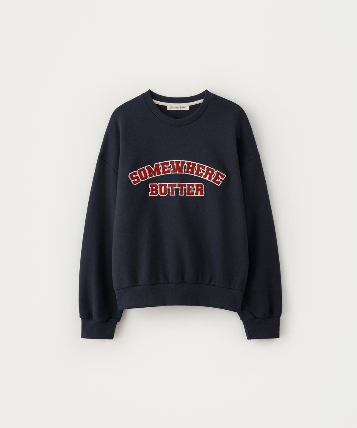 썸웨어버터(SOMEWHEREBUTTER) Square Logo Sweatshirt - Navy