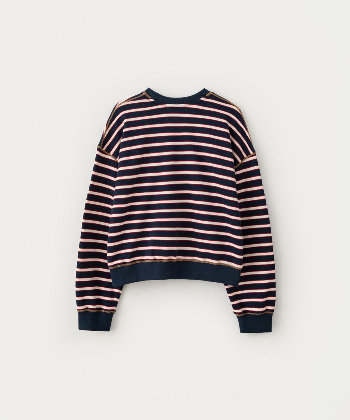 썸웨어버터(SOMEWHEREBUTTER) Small Wave Logo Stripe Sweatshirt - Navy