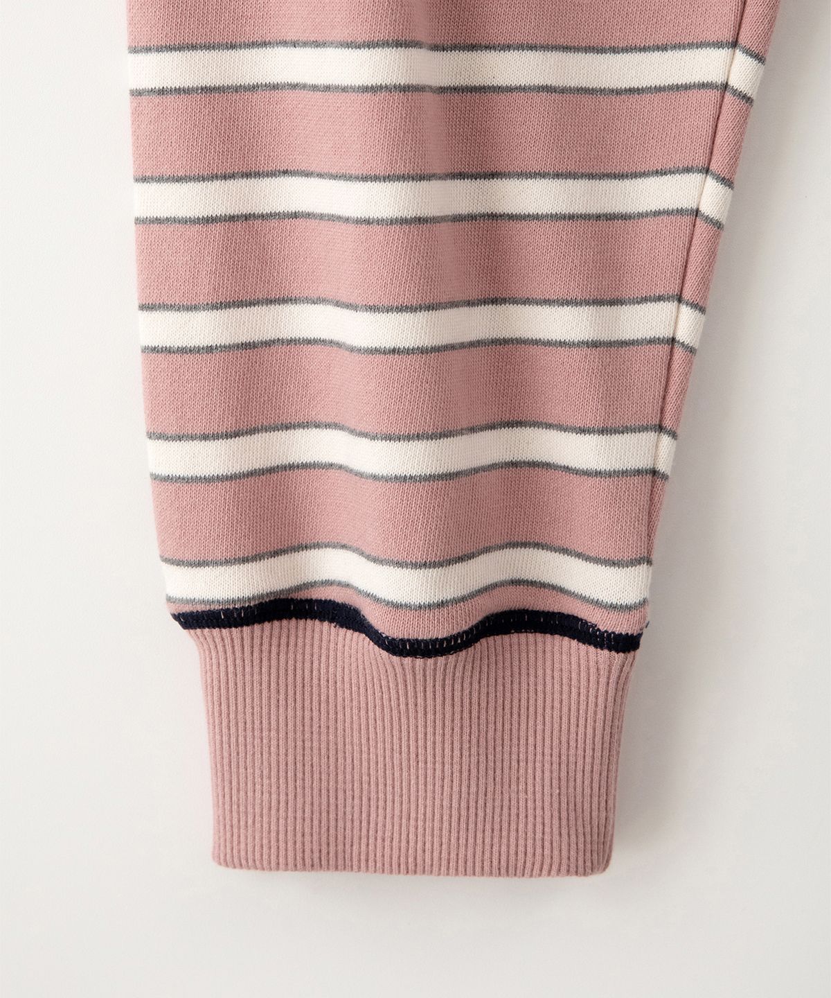 썸웨어버터(SOMEWHEREBUTTER) Small Wave Logo Stripe Sweatshirt - Pink