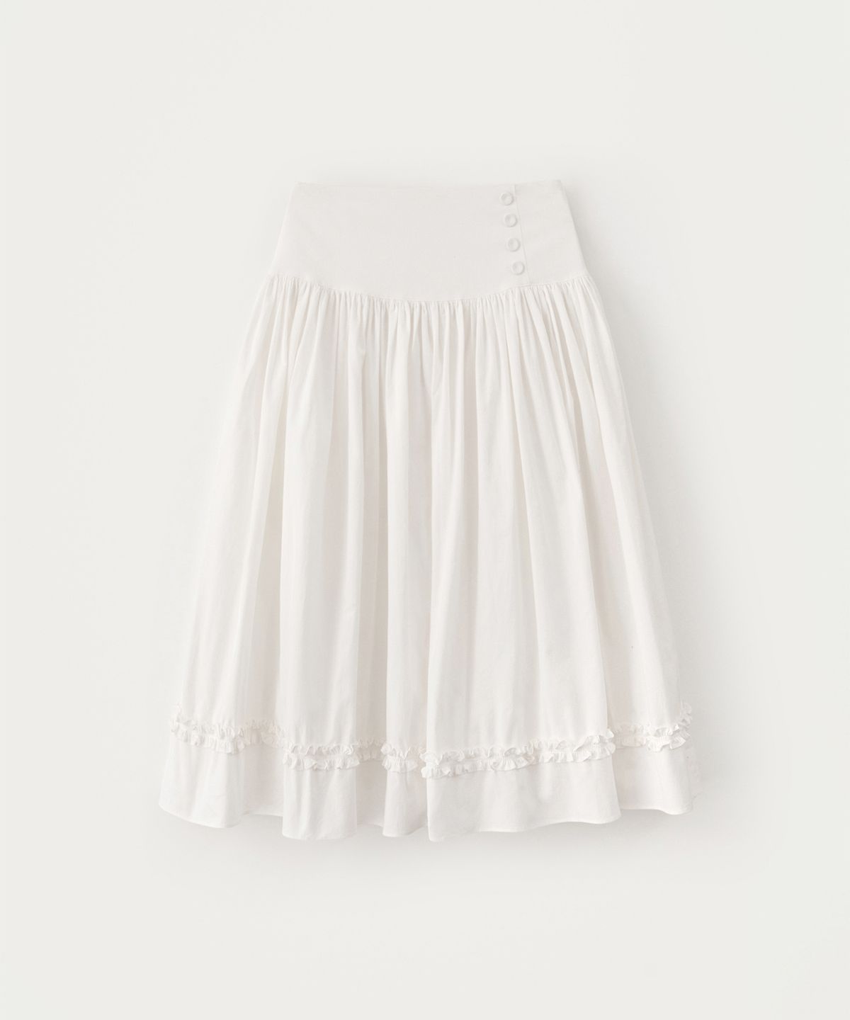 썸웨어버터(SOMEWHEREBUTTER) Button Shirring Long Skirt - Ivory