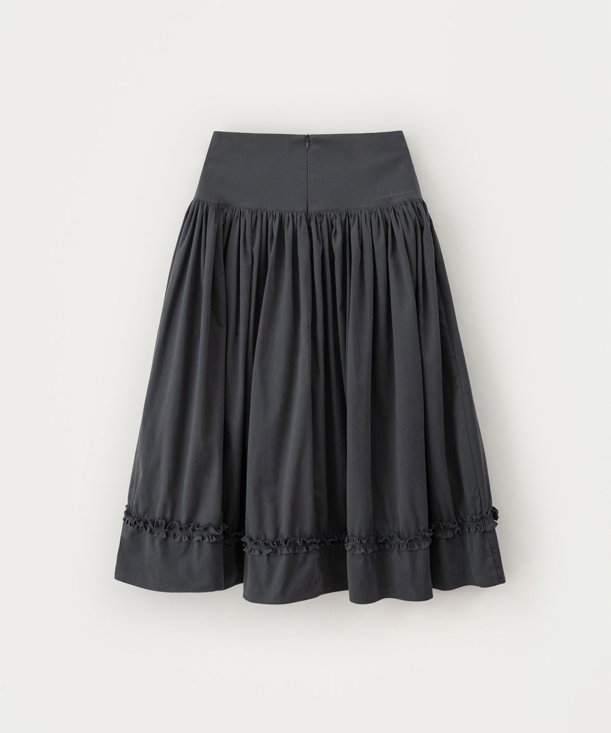 썸웨어버터(SOMEWHEREBUTTER) Button Shirring Long Skirt - Charcoal