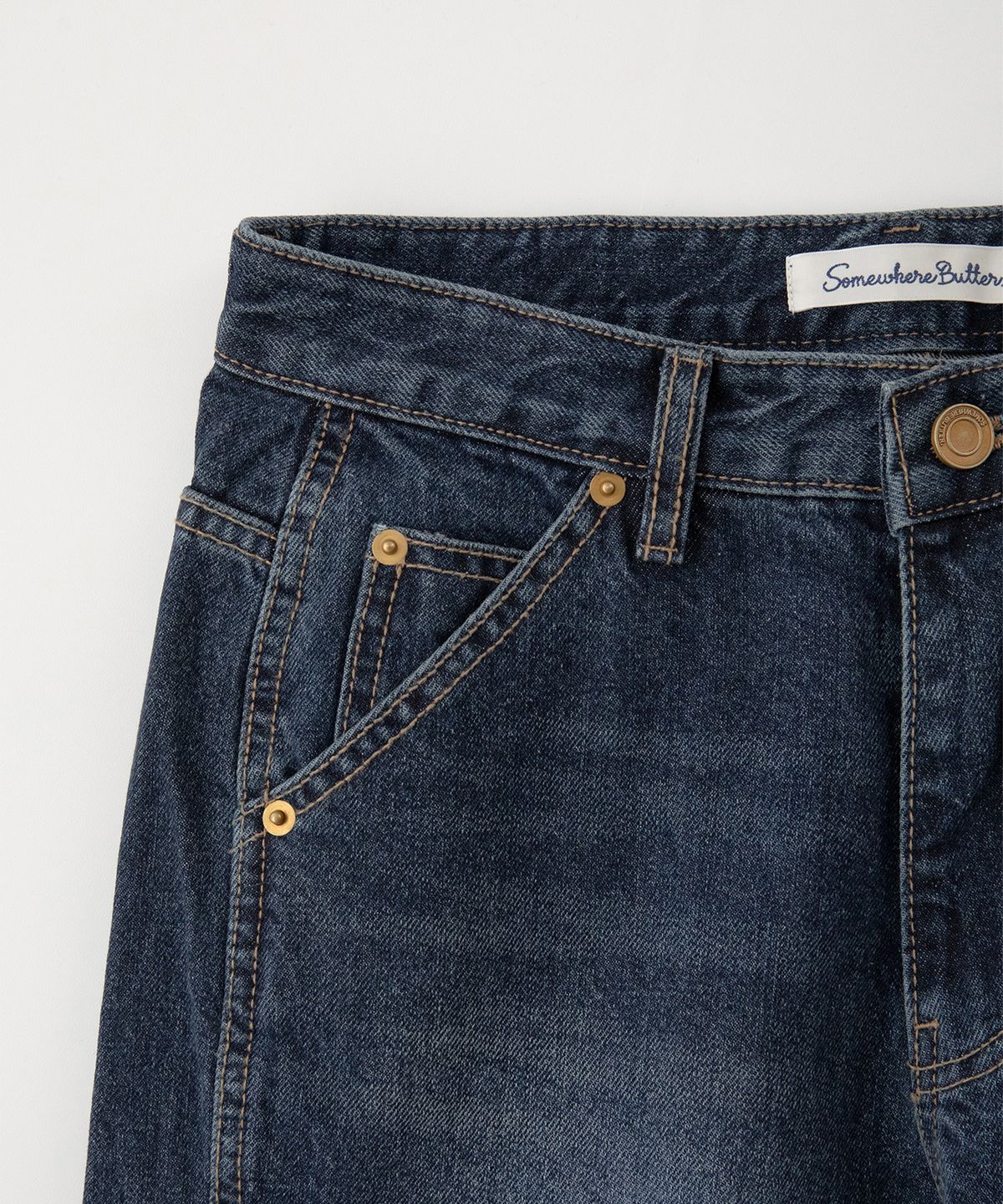 썸웨어버터(SOMEWHEREBUTTER) Loop Wide Denim Pants - Deep Blue