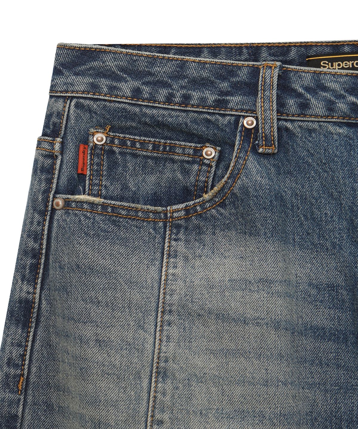 슈퍼드라이(SUPERDRY) 빈티지 배럴 데님 팬츠 미드인디고