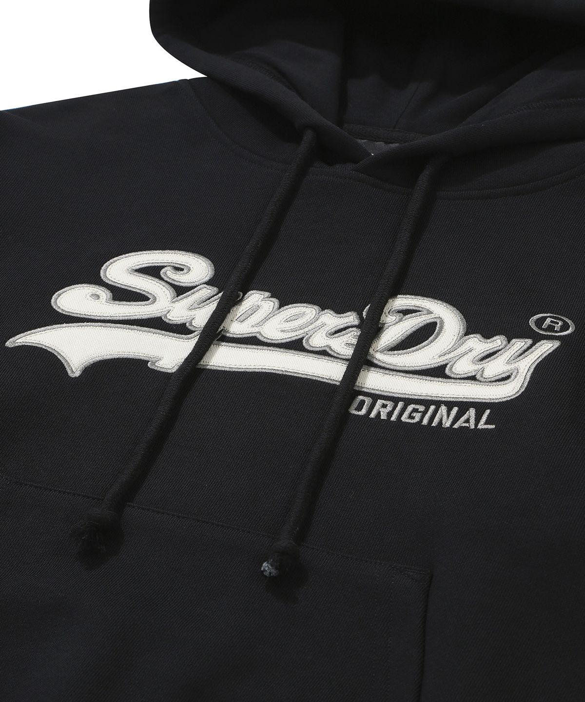 슈퍼드라이(SUPERDRY) W 빈티지 로고 크롭 후드 블랙