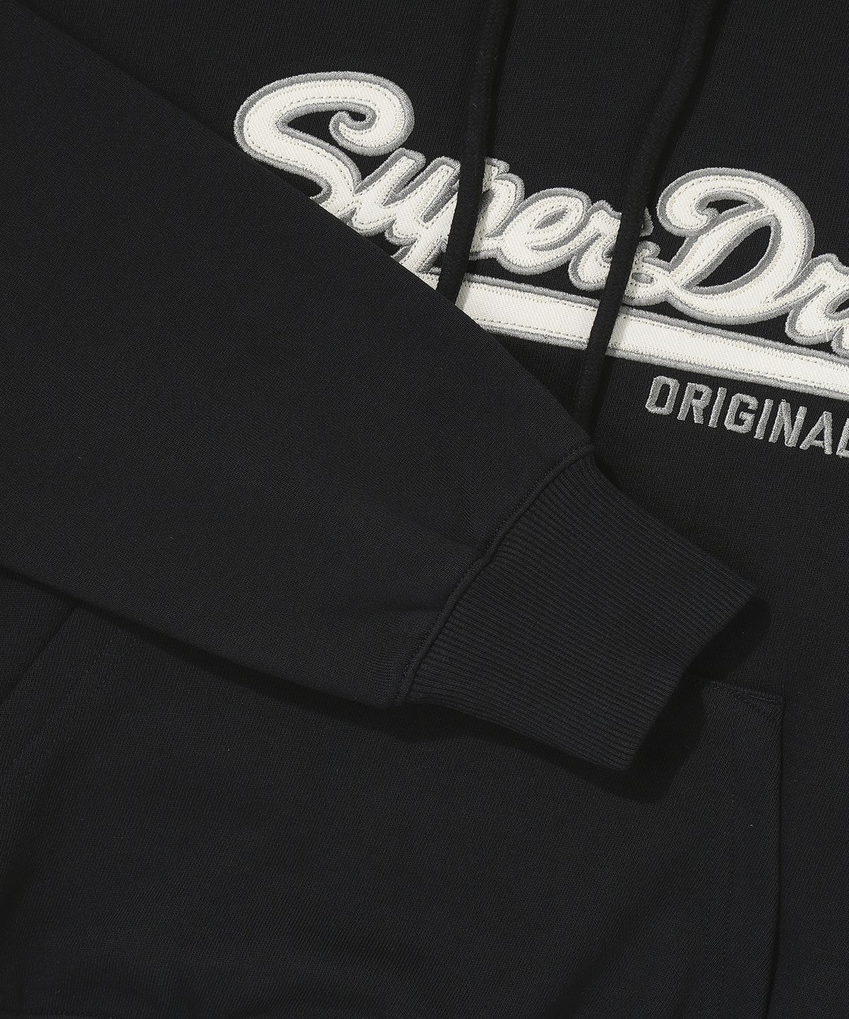 슈퍼드라이(SUPERDRY) W 빈티지 로고 크롭 후드 블랙