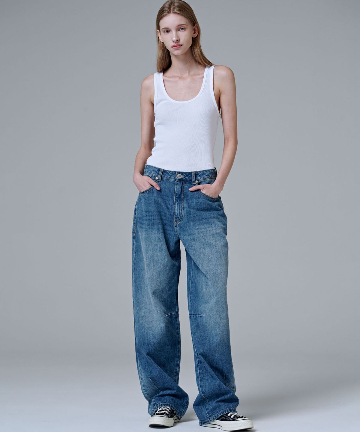 마롭(MALOUPE) 9148 벌룬핏 미드라이즈 데님 (미디움 인디고)