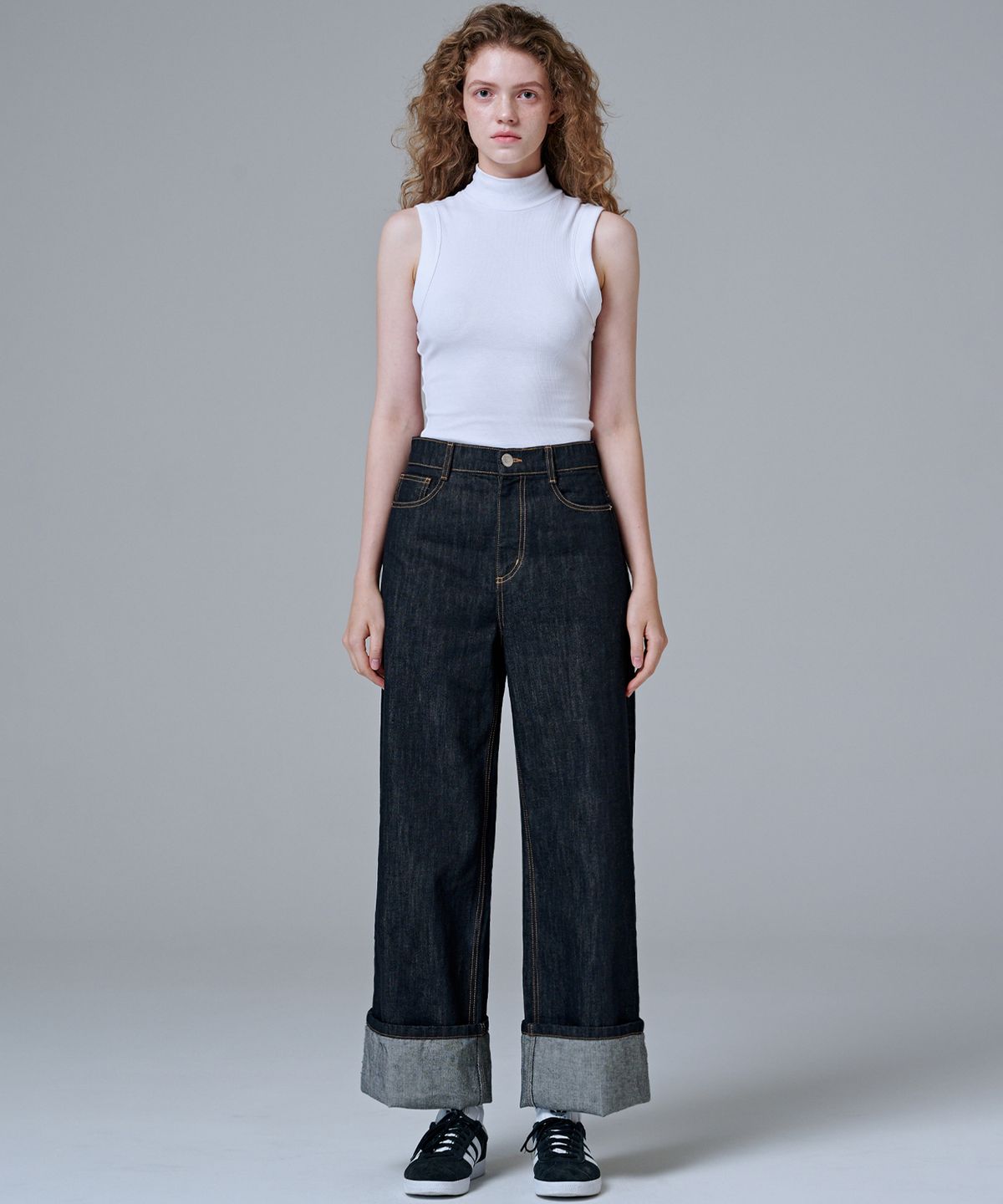 마롭(MALOUPE) 9146 롤업 넌페이드 데님 (다크 인디고)