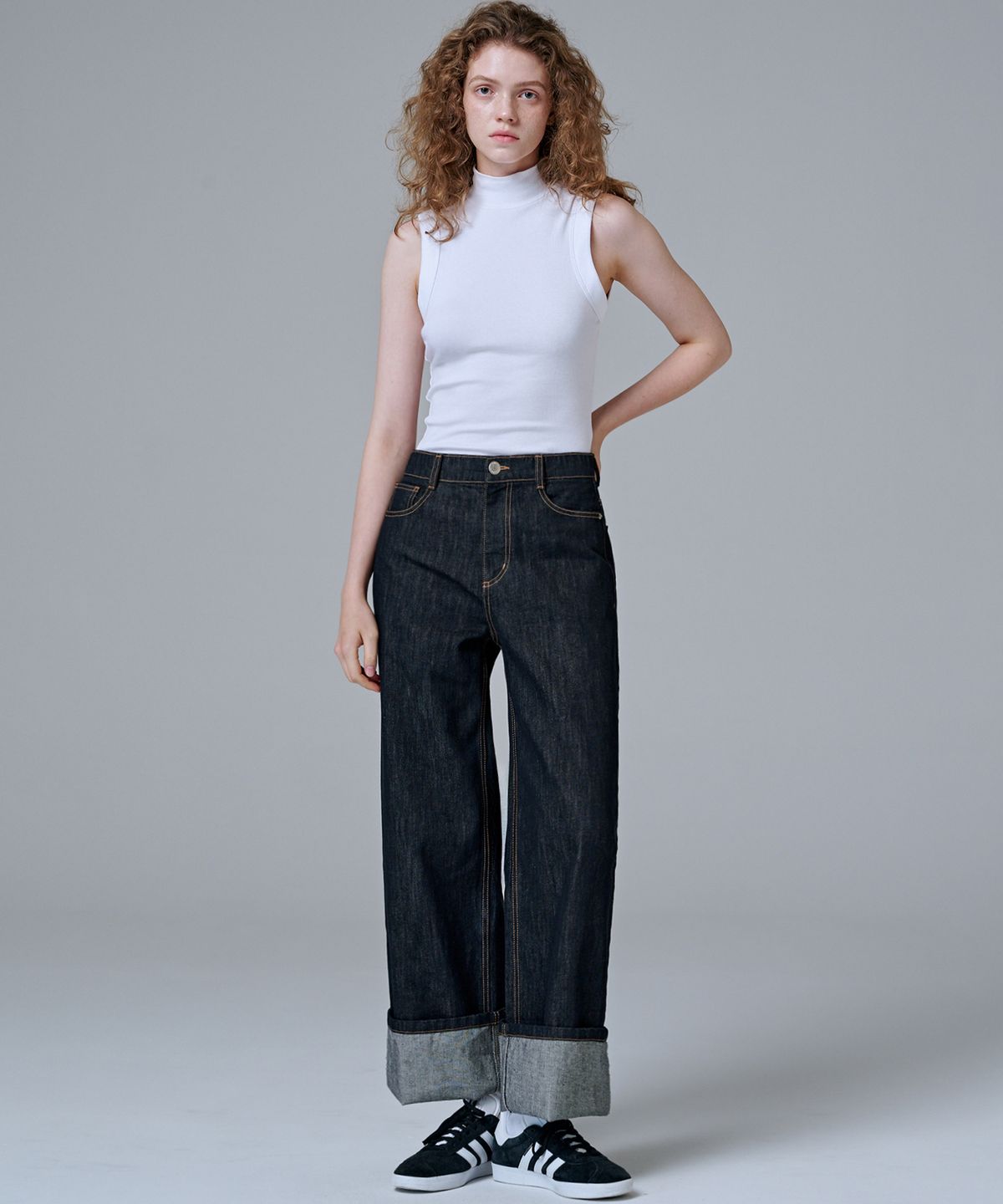 마롭(MALOUPE) 9146 롤업 넌페이드 데님 (다크 인디고)
