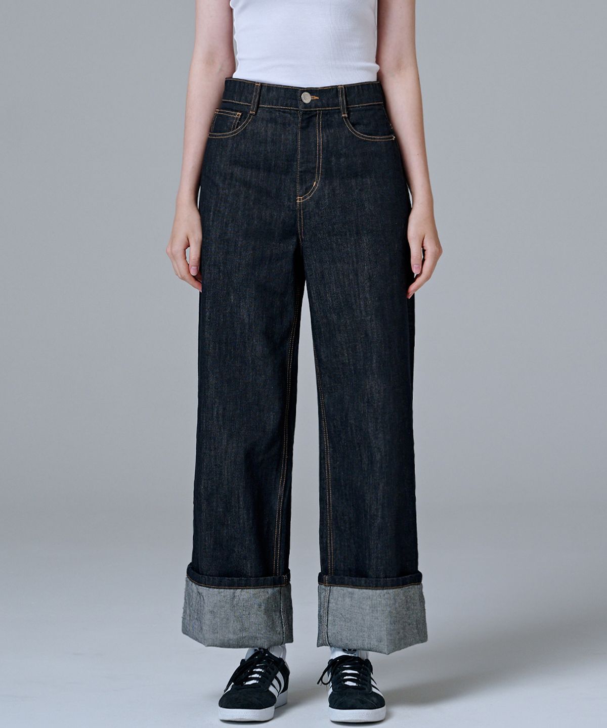 마롭(MALOUPE) 9146 롤업 넌페이드 데님 (다크 인디고)