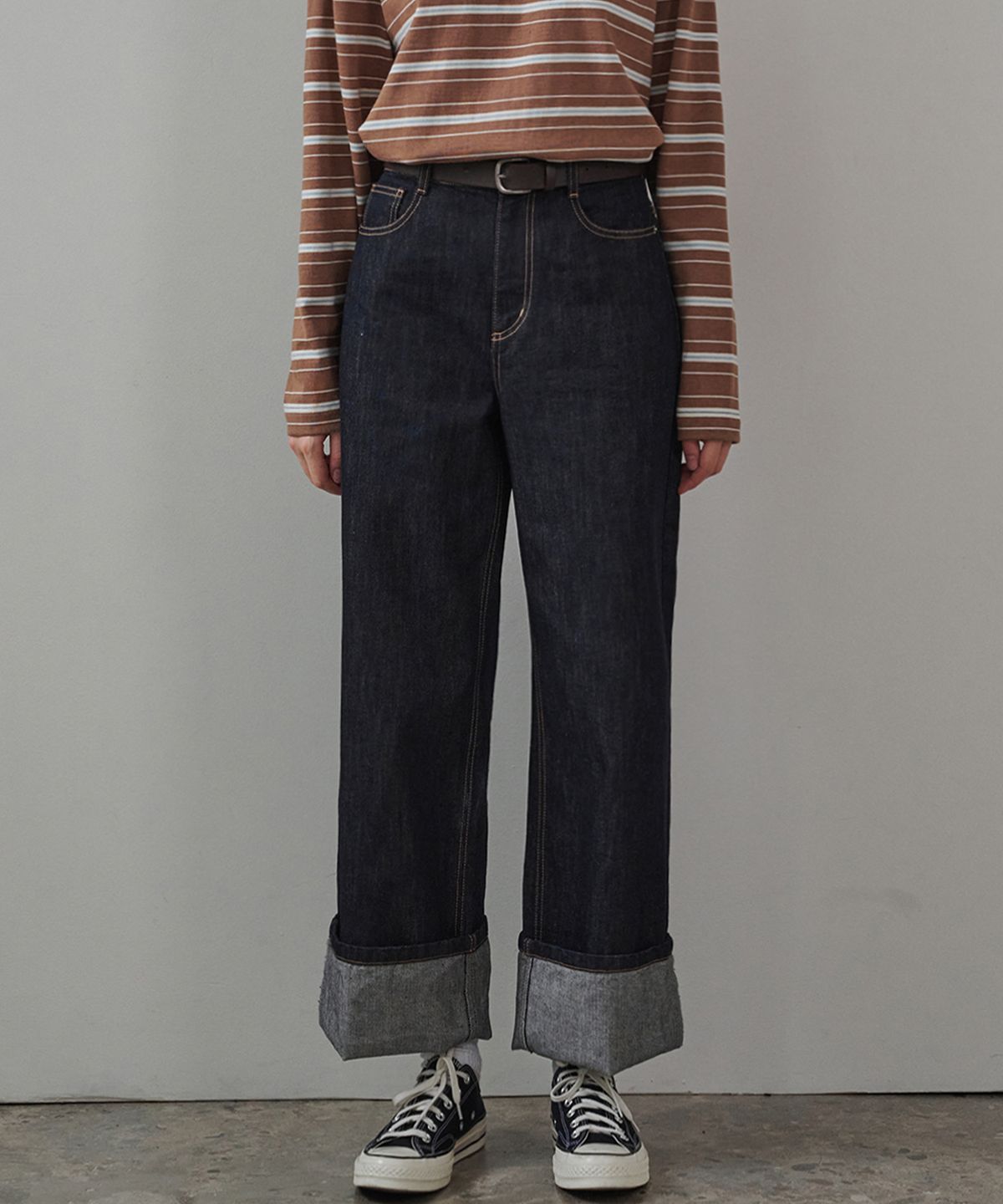 마롭(MALOUPE) 9146 롤업 넌페이드 데님 (다크 인디고)