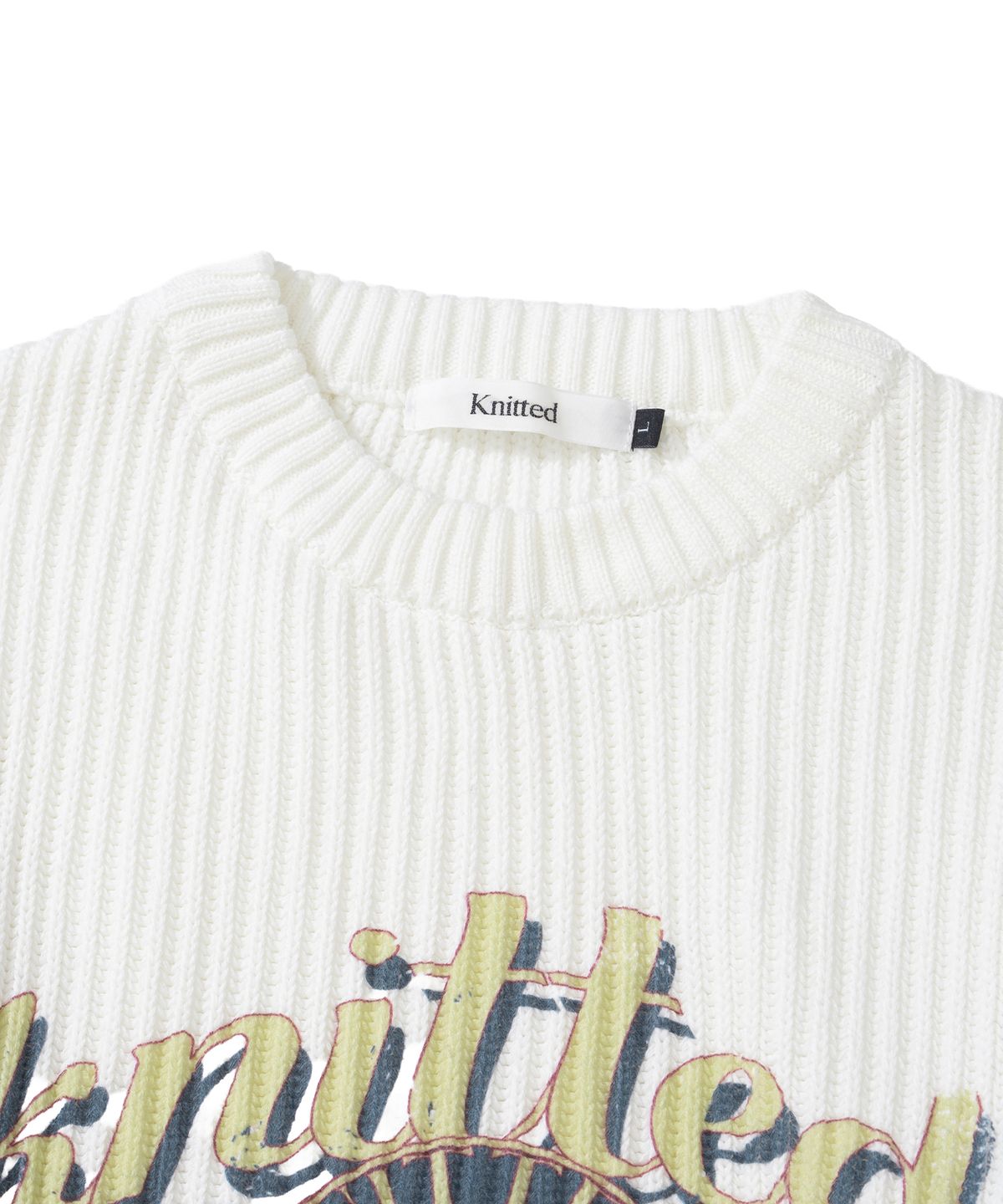니티드(KNITTED) 빈티지 팜트리 미니멀 라운드 니트 IVORY