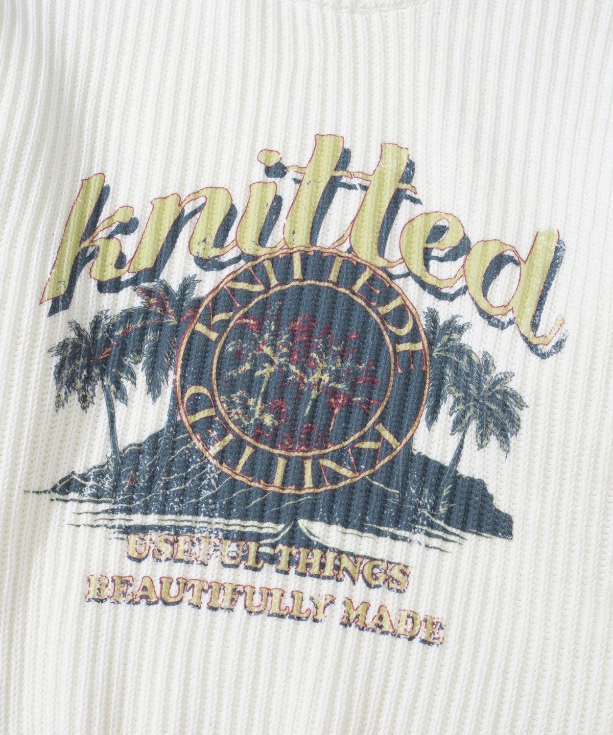 니티드(KNITTED) 빈티지 팜트리 미니멀 라운드 니트 IVORY