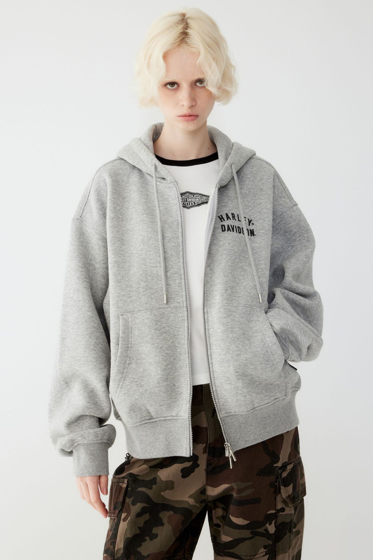 할리데이비슨 컬렉션스®(HARLEY-DAVIDSON COLLECTIONS®) Authentic 후드집업 멜란지 그레이 HH15309401