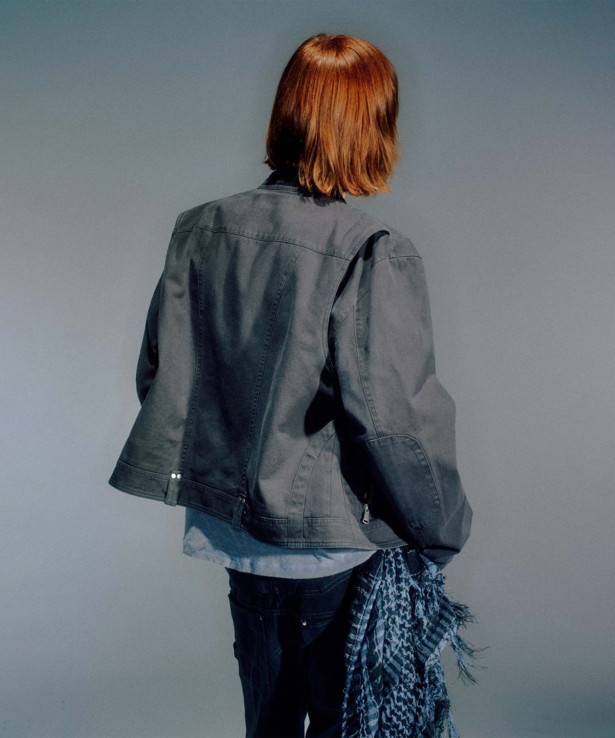 베이컨트 아카이브(VACANT ARCHIVE) MEN LEWIS RIDER EYELET JACKET CHARCOAL