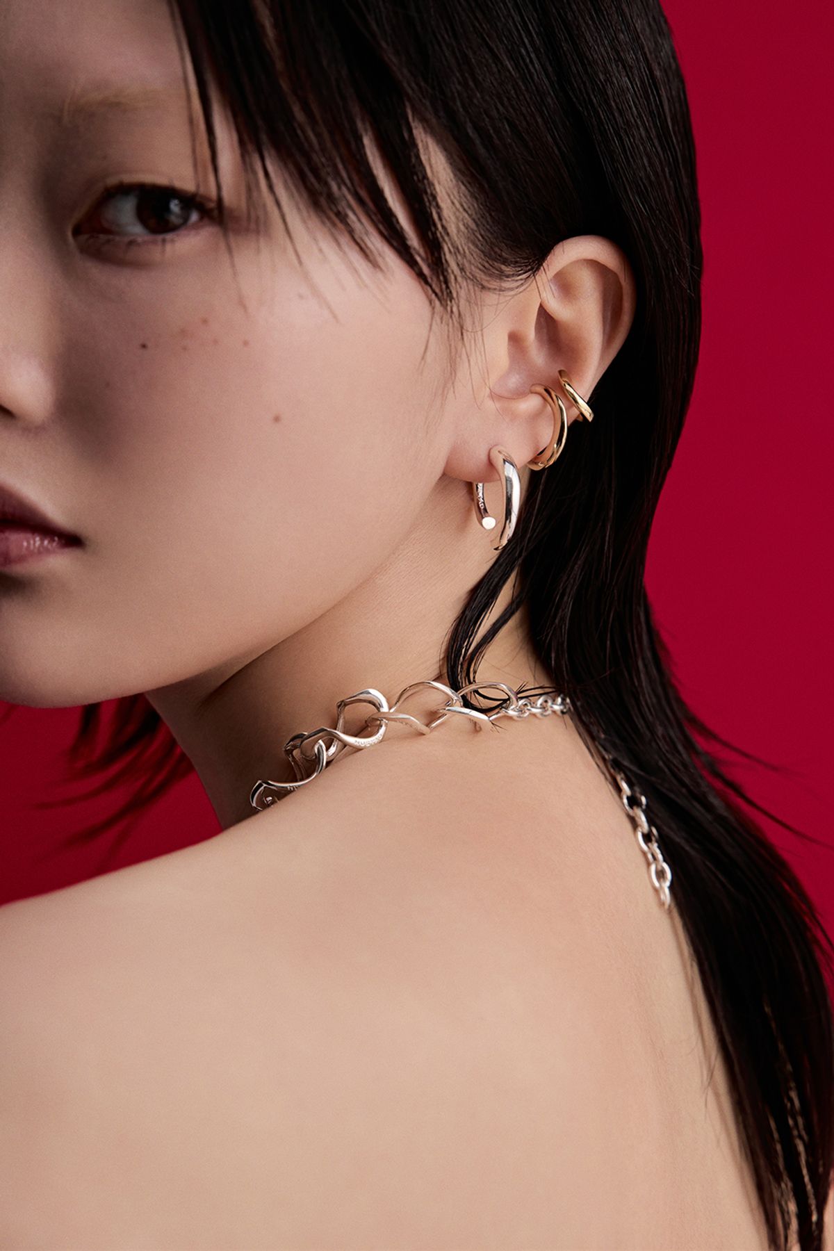 휴스타드(HUSTAD) 204 Gold Basic Earcuff_14K 골드 라운드 베이직 이어커프
