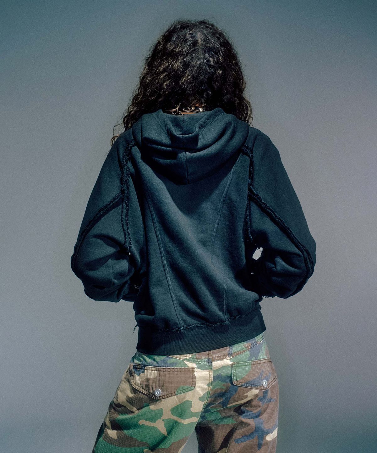 베이컨트 아카이브(VACANT ARCHIVE) WOMEN HANK HOODIE ZIP-UP BLACK