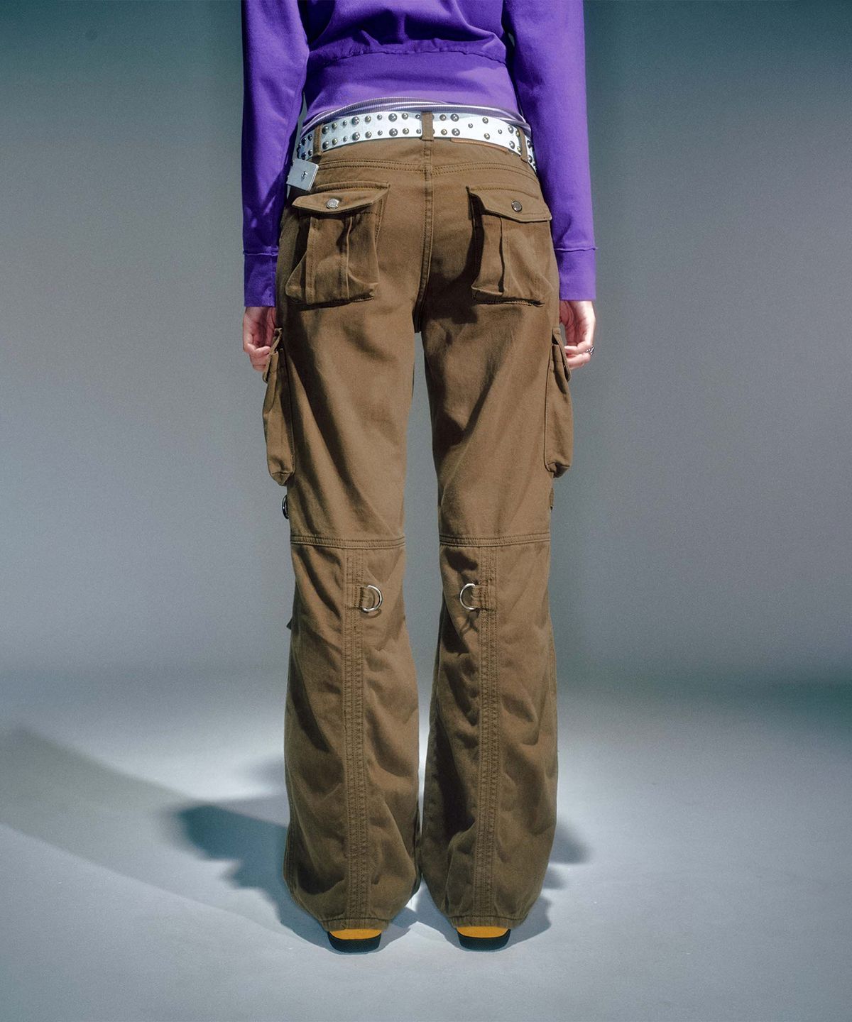 베이컨트 아카이브(VACANT ARCHIVE) WOMEN SCOTTIE SEMI BOOTS CUT PANTS BROWN