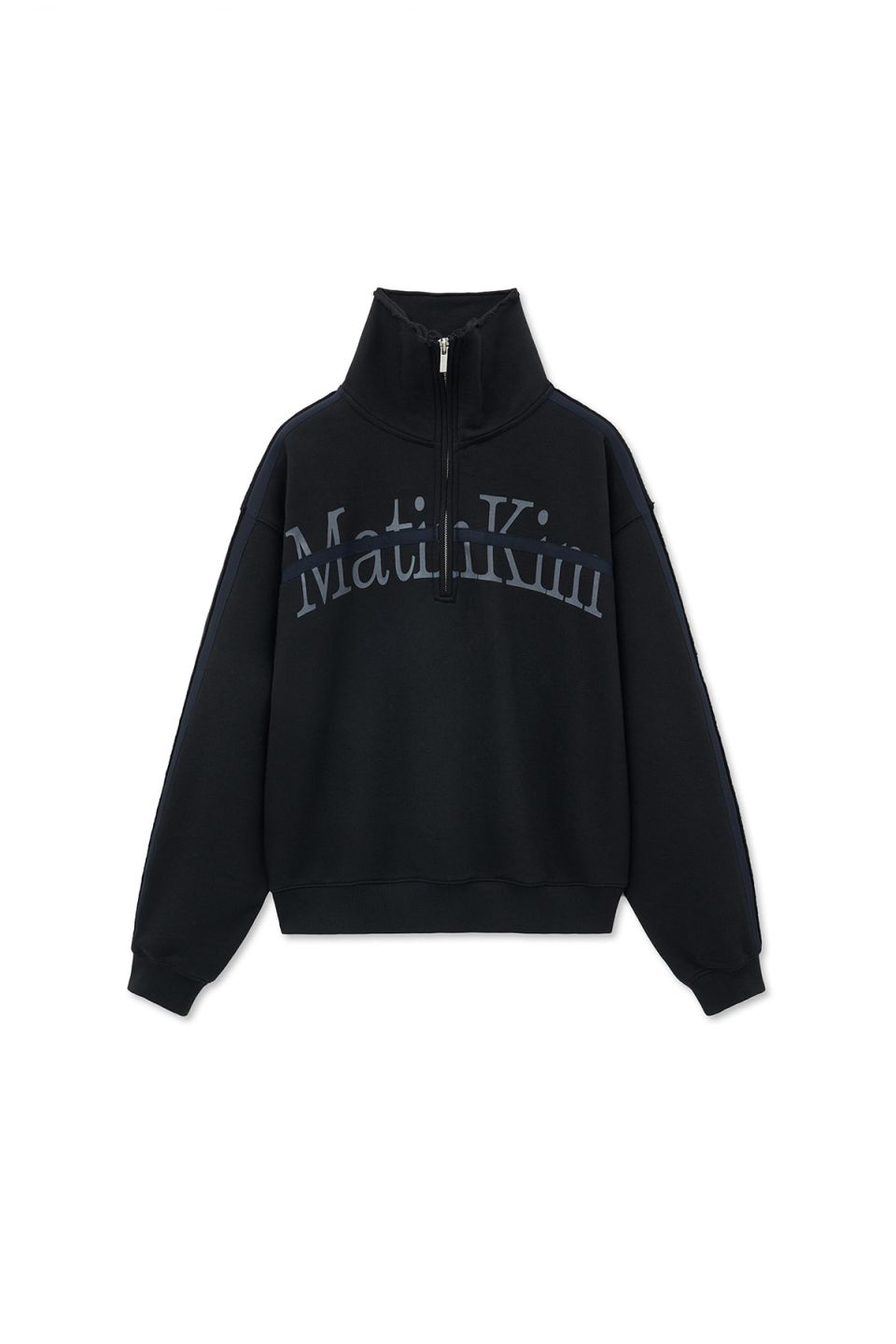 MUSINSA公式 | MATIN KIM CUT OUT HALF ZIP SWEATSHIRT FOR WOMEN IN BLACK