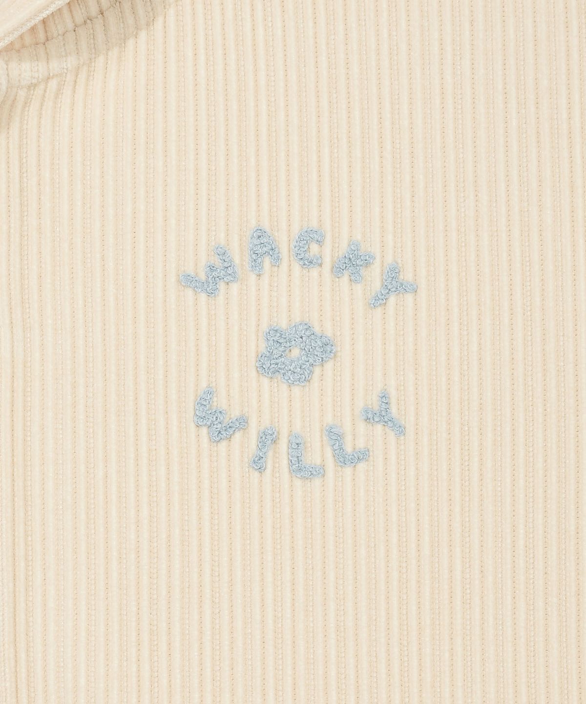 와키윌리(WACKY WILLY) 우먼스 벨벳 코듀로이 크롭 후드집업 크림