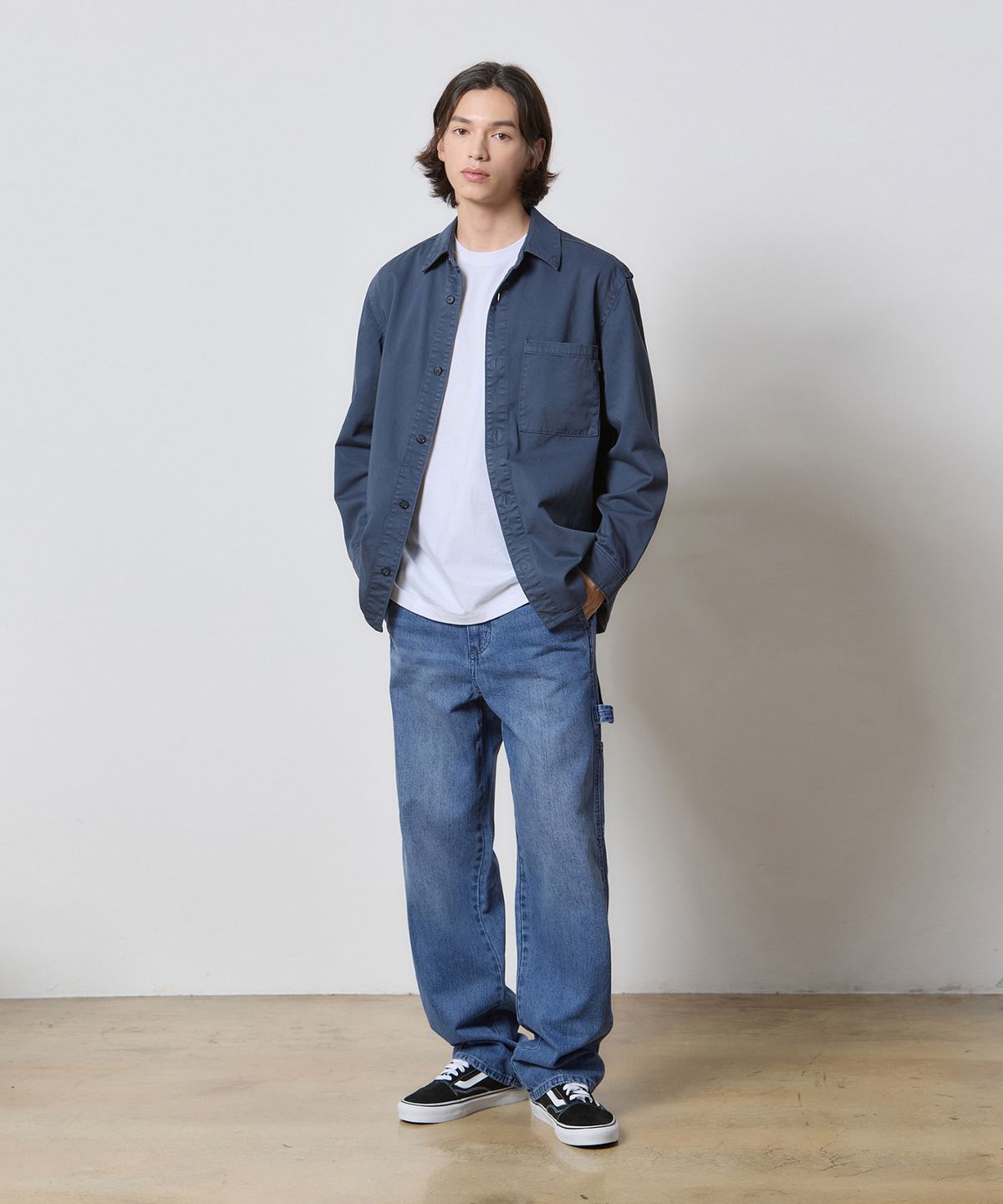 률앤와이(RYUL+WAI) 데님 가먼츠 다잉 포켓 셔츠 네이비 K5