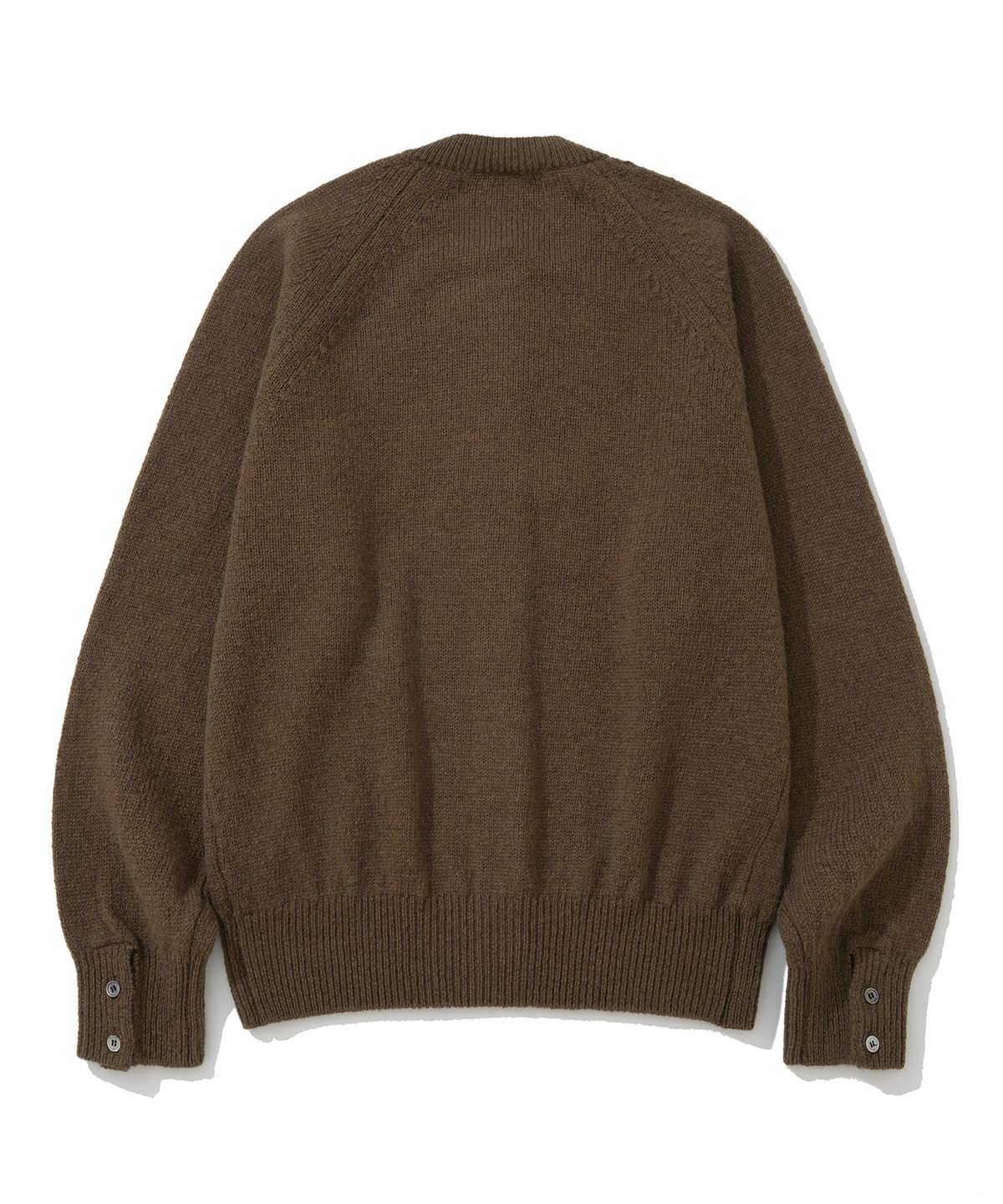니티드(KNITTED) 쉐기독 울 100 라운드 가디건 BROWN