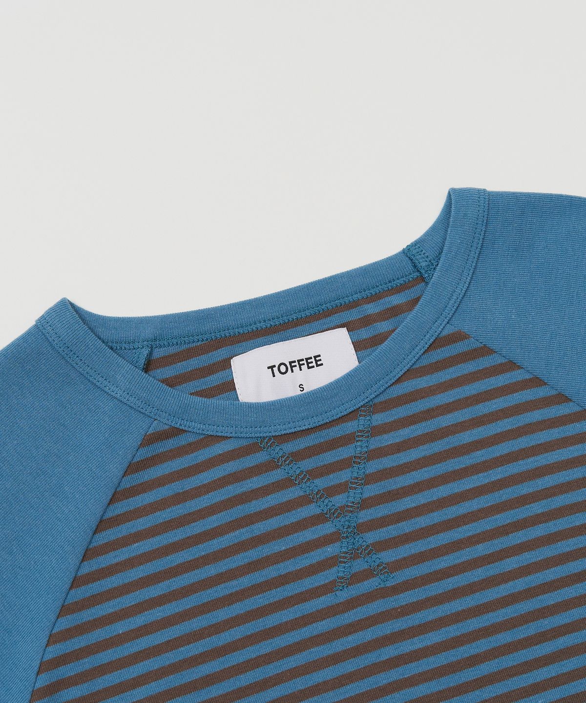 토피 우먼(TOFFEE WOMEN) W 데일리 스트라이프 래글런 티셔츠 (BLUE)