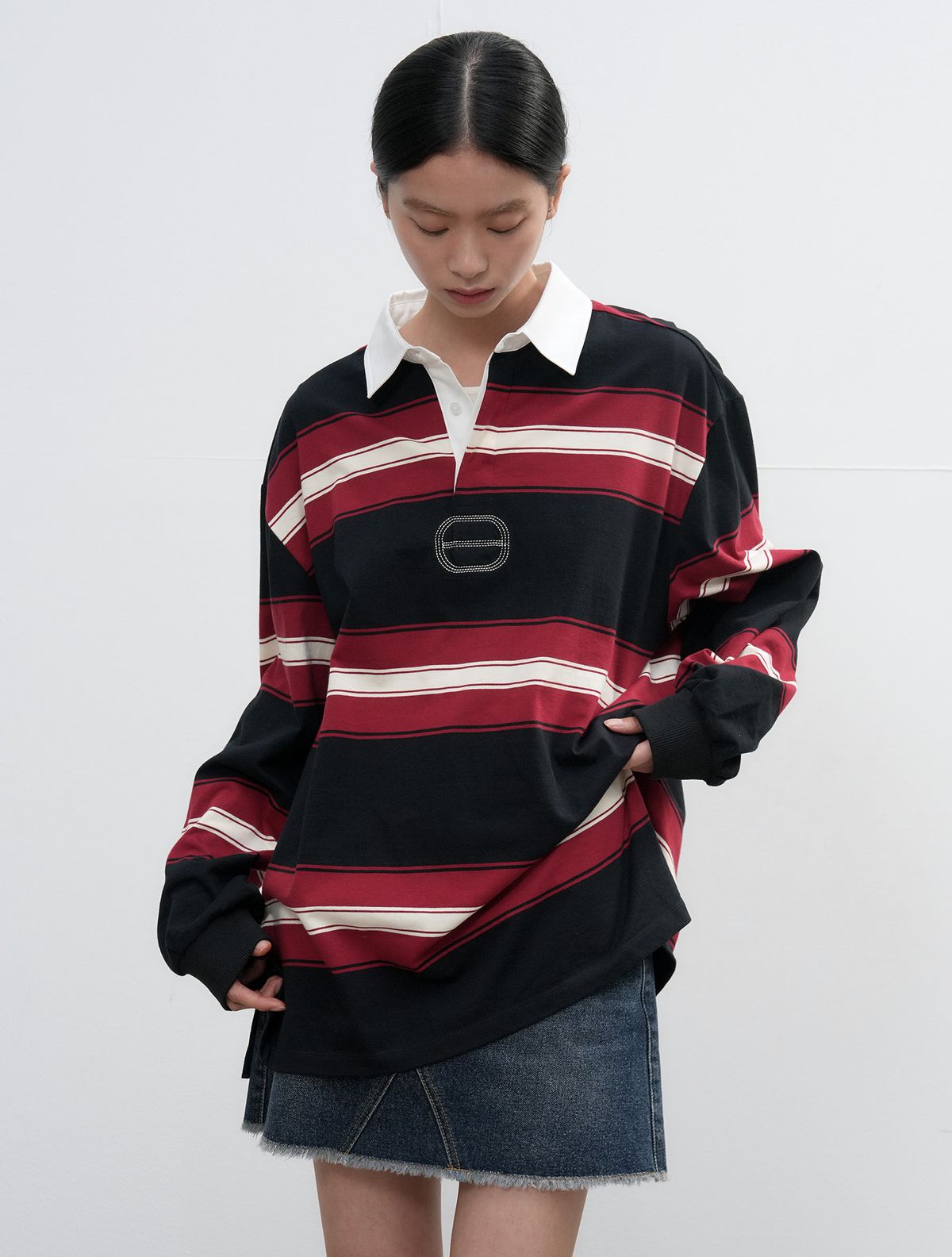 제너럴아이디어(GENERALIDEA) UNISEX 클래식 볼드 스트라이프 럭비 티셔츠 [RED] / SBE3U01005