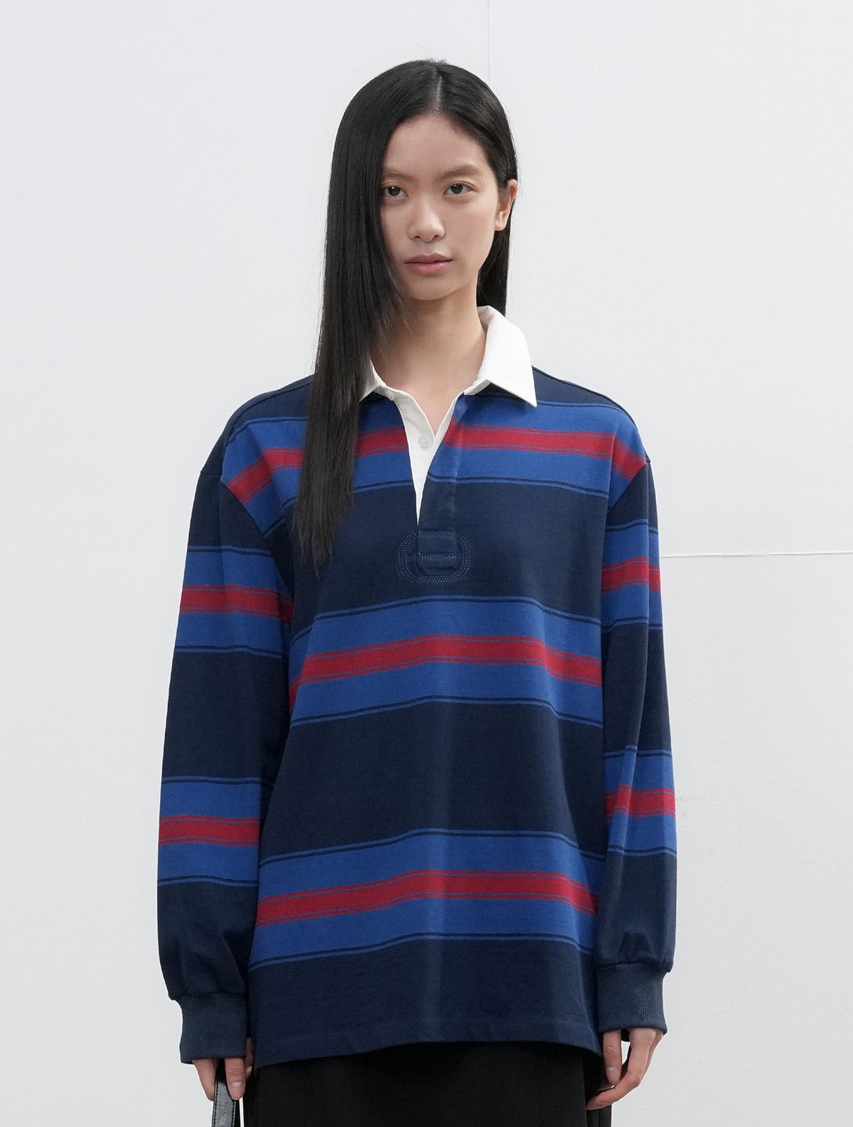 제너럴아이디어(GENERALIDEA) UNISEX 클래식 볼드 스트라이프 럭비 티셔츠 [NAVY] / SBE3U01005