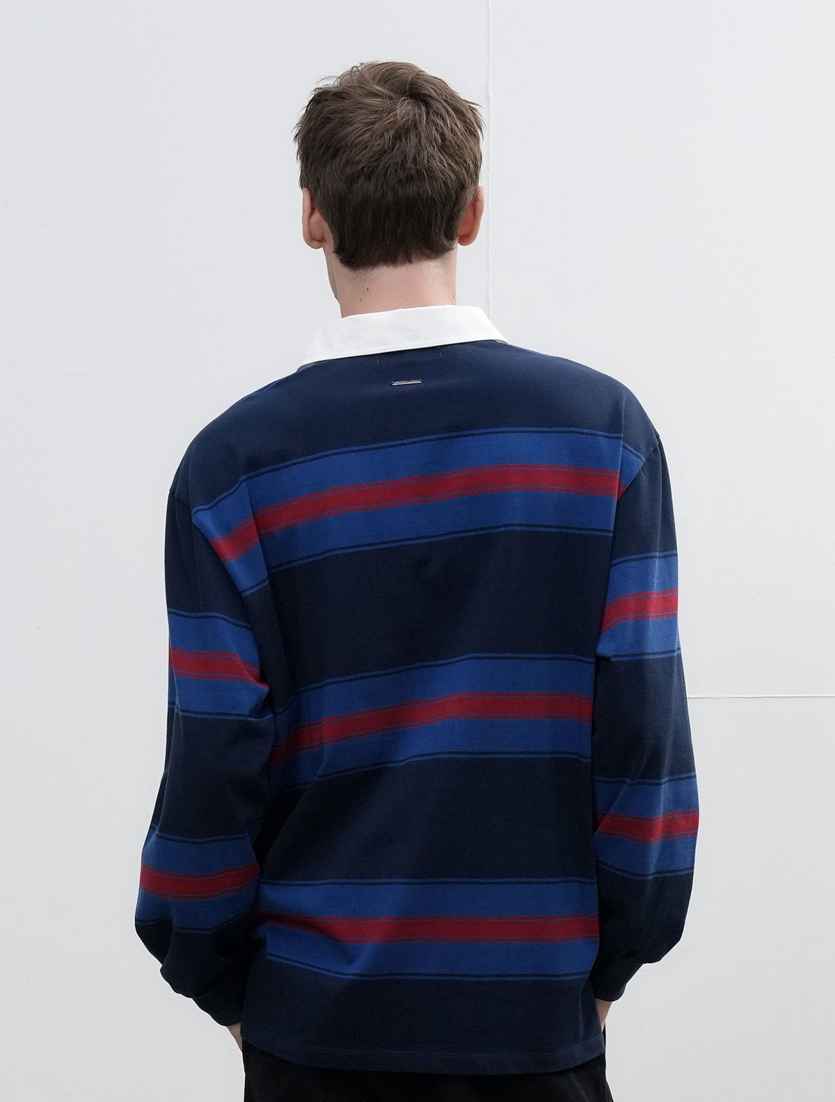 제너럴아이디어(GENERALIDEA) UNISEX 클래식 볼드 스트라이프 럭비 티셔츠 [NAVY] / SBE3U01005