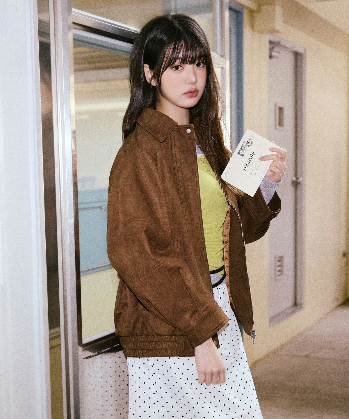 로라로라(ROLAROLA) SUEDE BLOUSON JACKET DEEP BROWN