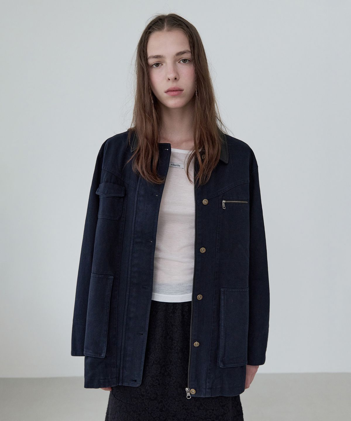 로라로라(ROLAROLA) COTTON WORK JACKET NAVY