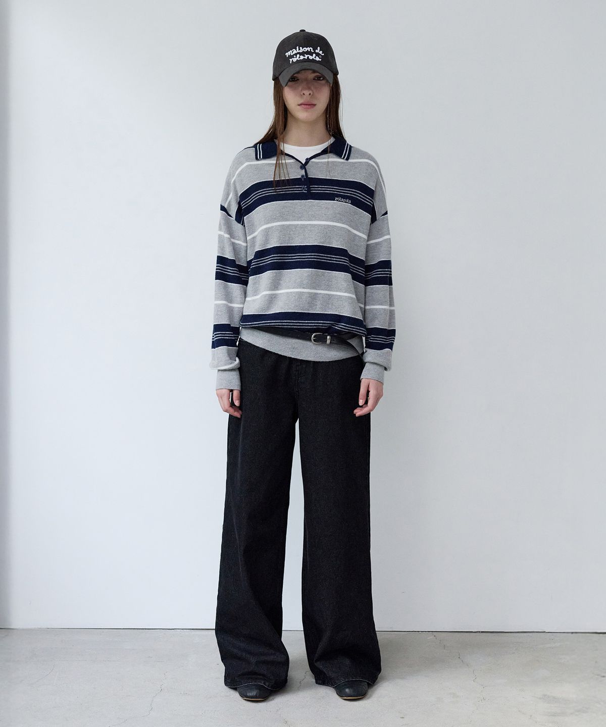 로라로라(ROLAROLA) DAMAGE WIDE DENIM PANTS BLACK