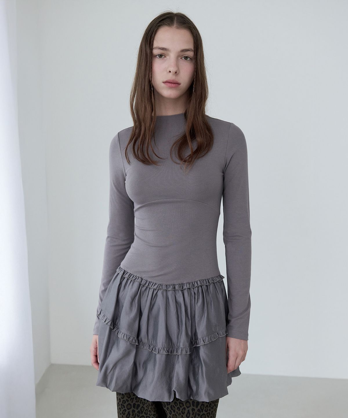 로라로라(ROLAROLA) BALLOON JERSEY DRESS GRAY