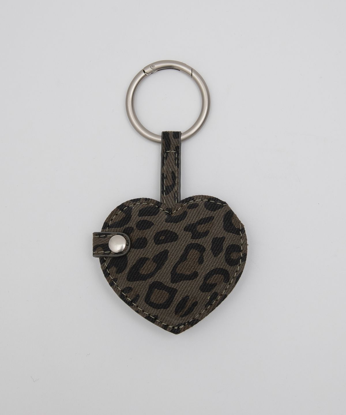 로라로라(ROLAROLA) HEART STUD MIRROR LEOPARD KEYRING CHARCOAL