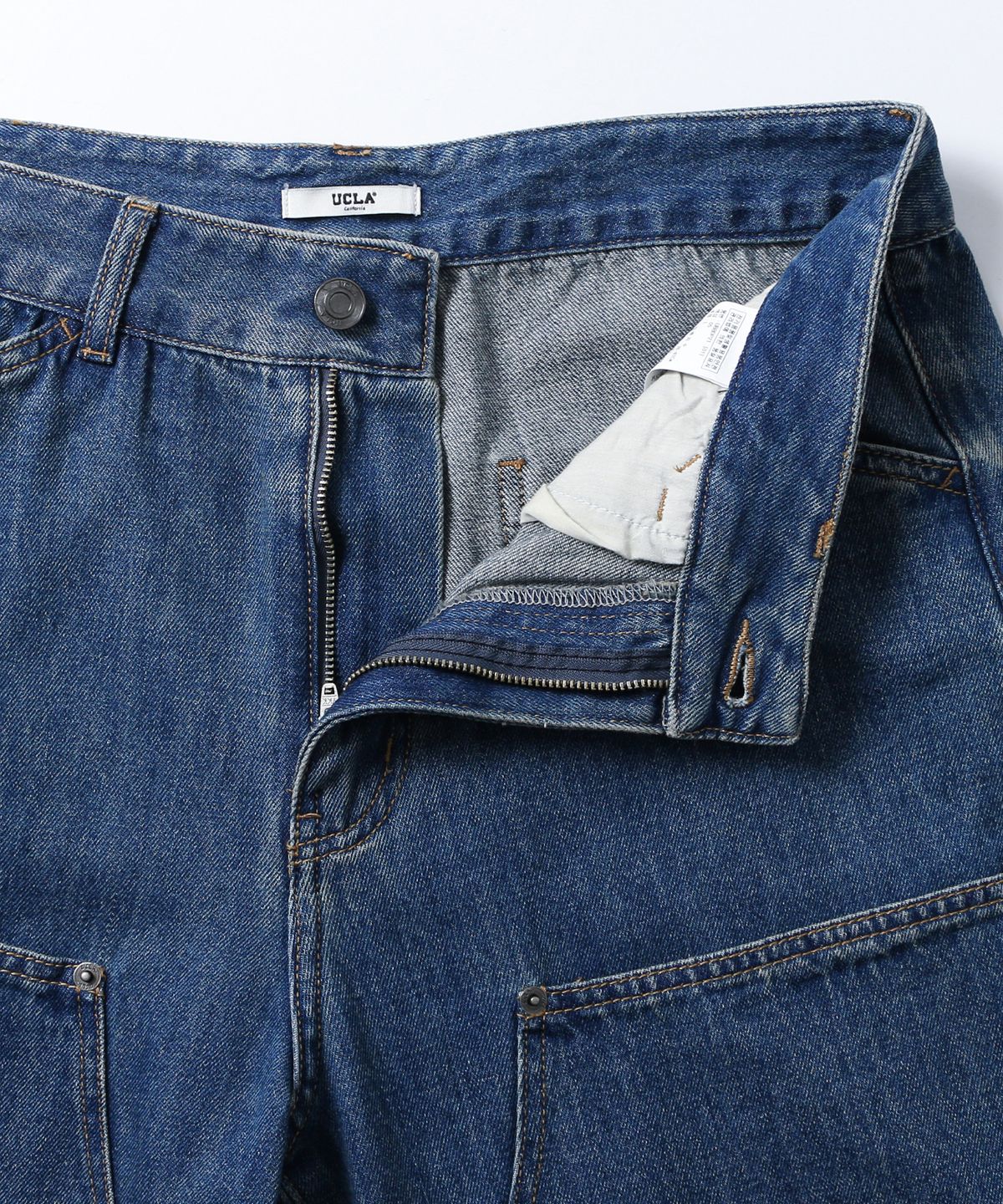 유씨엘에이(UCLA) 남녀공용 레트로 프레피 더블니 데님 팬츠[MD-INDIGO](UB8DP21)