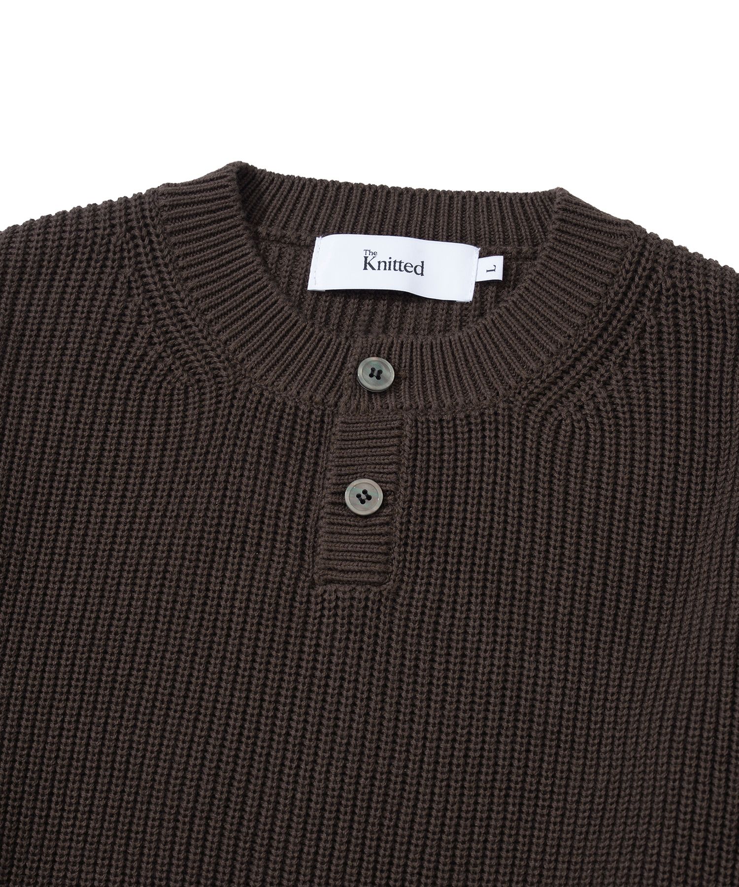 MUSINSA公式 | KNITTED コットンヘンリーネックワッフルニット ブラウン