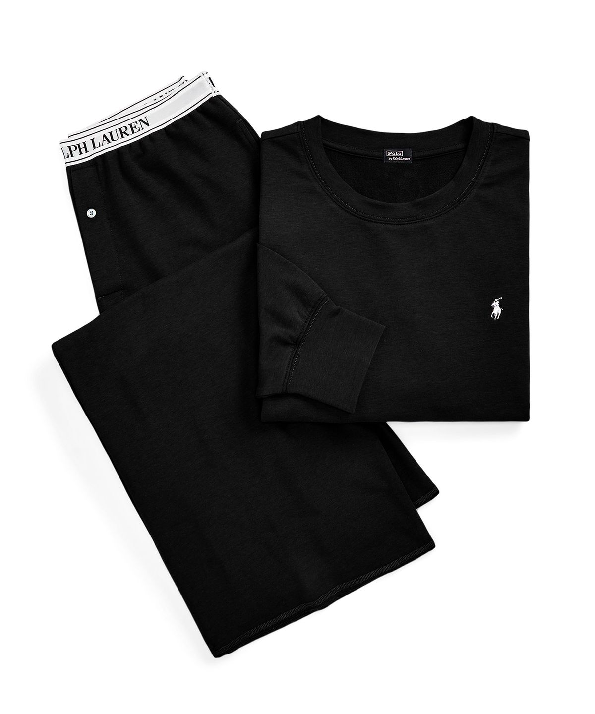 폴로 랄프로렌 이너웨어(POLO RALPH LAUREN INNERWEAR) 여성 프렌치 테리 파자마 세트 블랙 4P8030