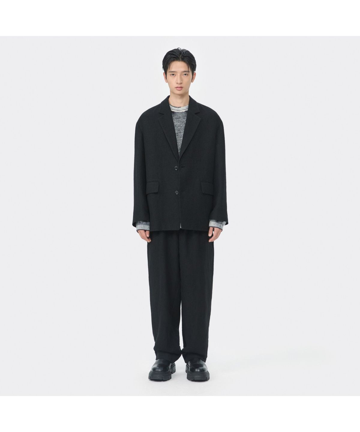 커스텀멜로우(CUSTOMELLOW) Black Oversized Fit Gauze Setup Jacket CWJAW25641BKX