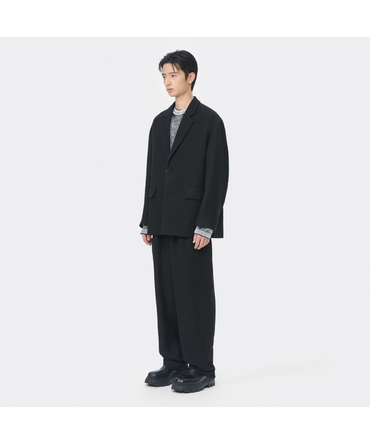 커스텀멜로우(CUSTOMELLOW) Black Oversized Fit Gauze Setup Jacket CWJAW25641BKX