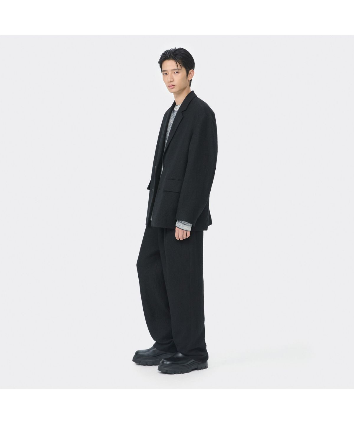 커스텀멜로우(CUSTOMELLOW) Black Oversized Fit Gauze Setup Jacket CWJAW25641BKX