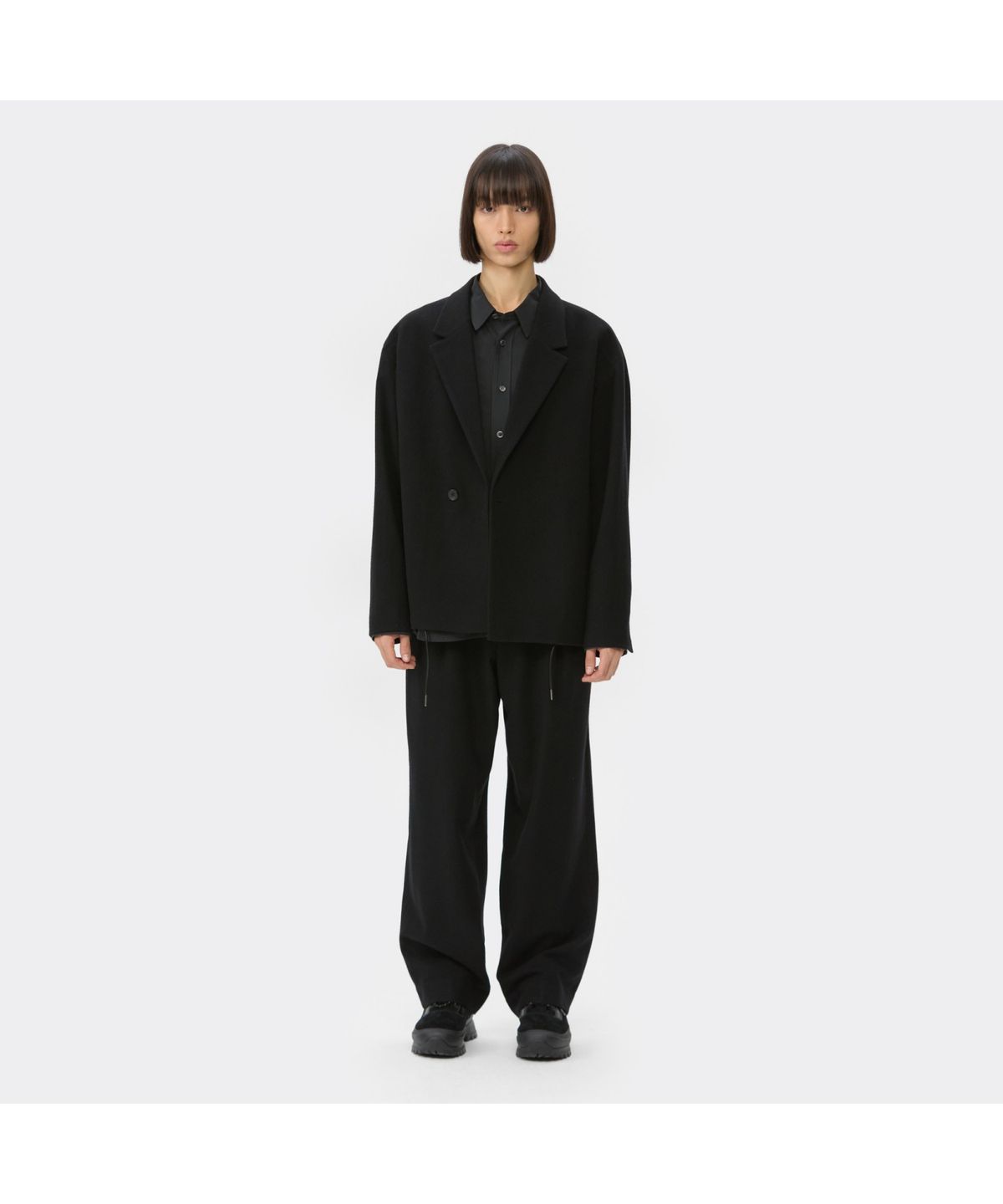 커스텀멜로우(CUSTOMELLOW) Black Tuck Detail Wool Jacket CWJAW25844BKX