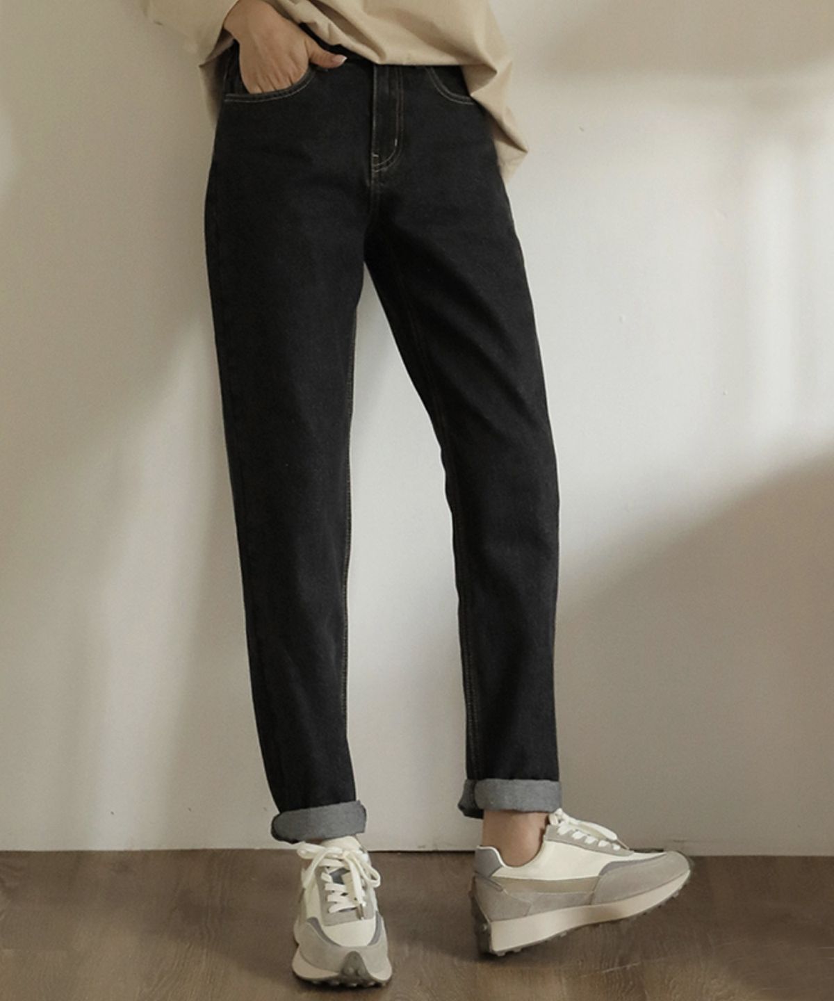 빼빼(BBAEBBAE) 데일리 스탠다드 일자 데님팬츠