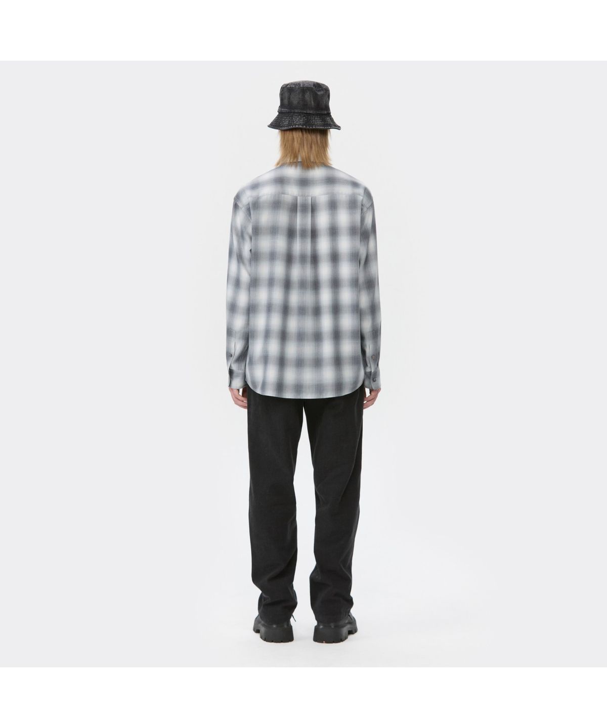커스텀멜로우(CUSTOMELLOW) Grey Relaxed Fit Check Shirt CWSAW25112GYX