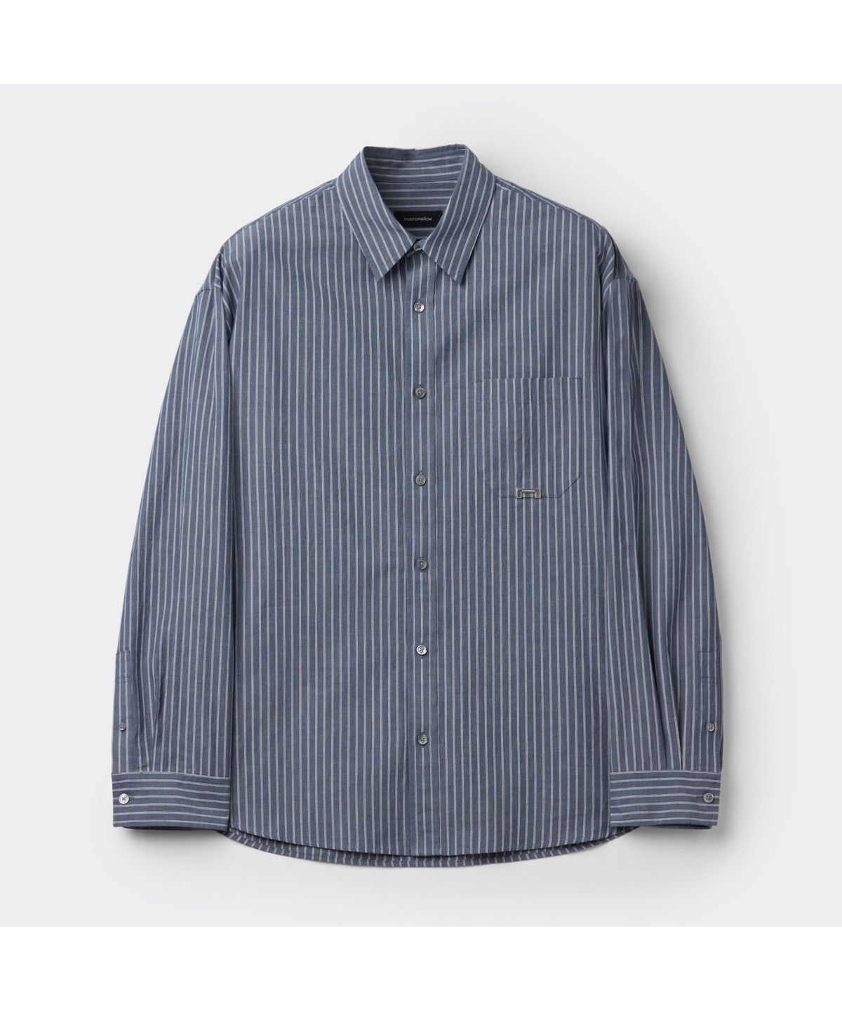 커스텀멜로우(CUSTOMELLOW) Blue Oversized Fit Striped Shirt CWSAW25122BUX
