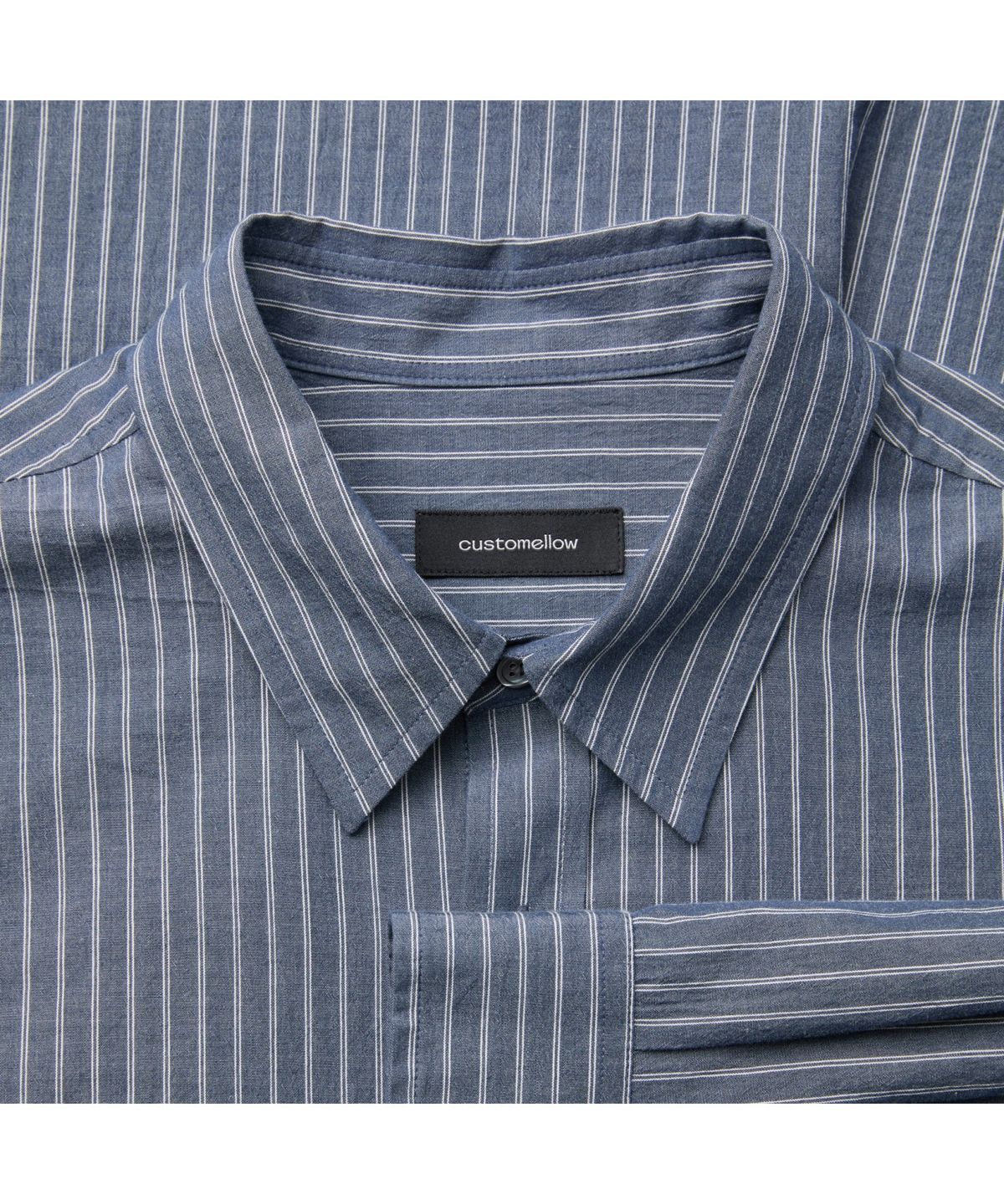 커스텀멜로우(CUSTOMELLOW) Blue Oversized Fit Striped Shirt CWSAW25122BUX