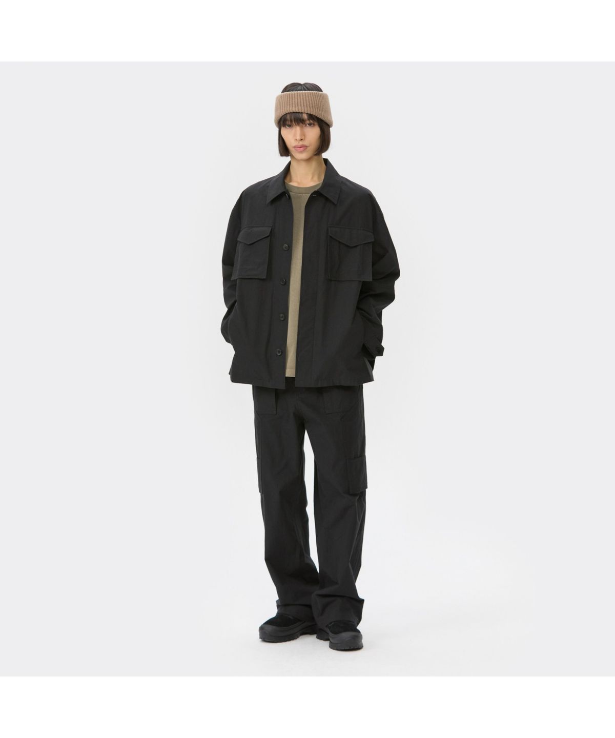 커스텀멜로우(CUSTOMELLOW) Black Cotton Pocket Outer Shirt CWSAW25305BKX