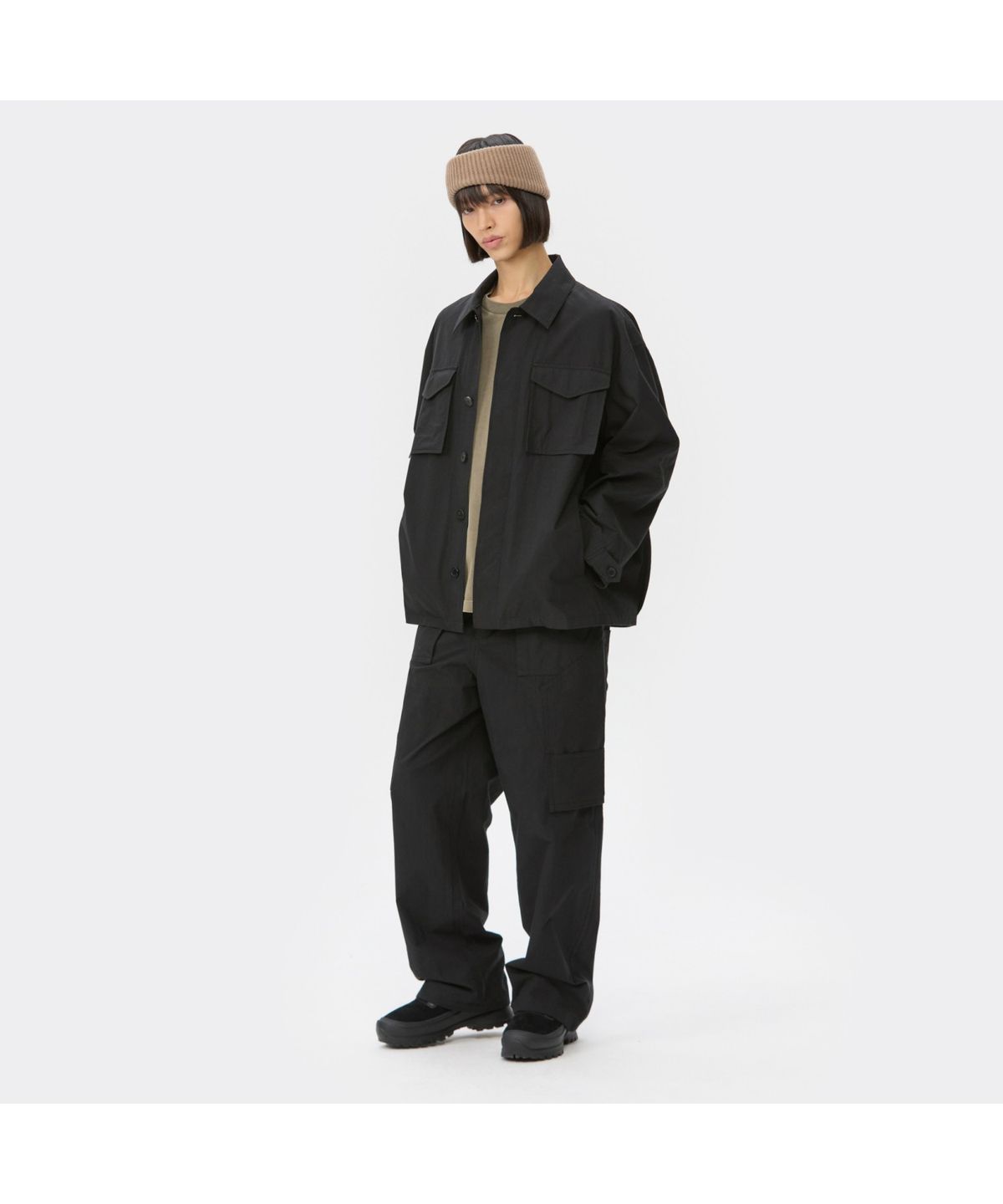 커스텀멜로우(CUSTOMELLOW) Black Cotton Pocket Outer Shirt CWSAW25305BKX